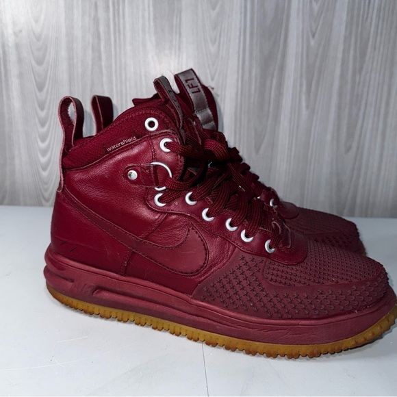 Nike Lunar Force 1 Duckboot Team Red Gum Soles Shoes Maroon Mens Size 9 - Picture 1 of 10